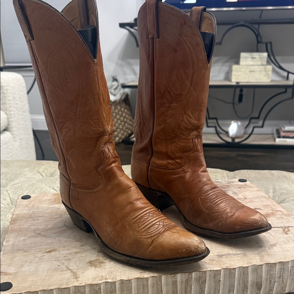 Vintage Justin Men's 10 E‎ Brown Leather Cowboy Boots
